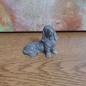Spoontiques Miniature Pewter Bassett Hound Dog Figurine 2"x2"